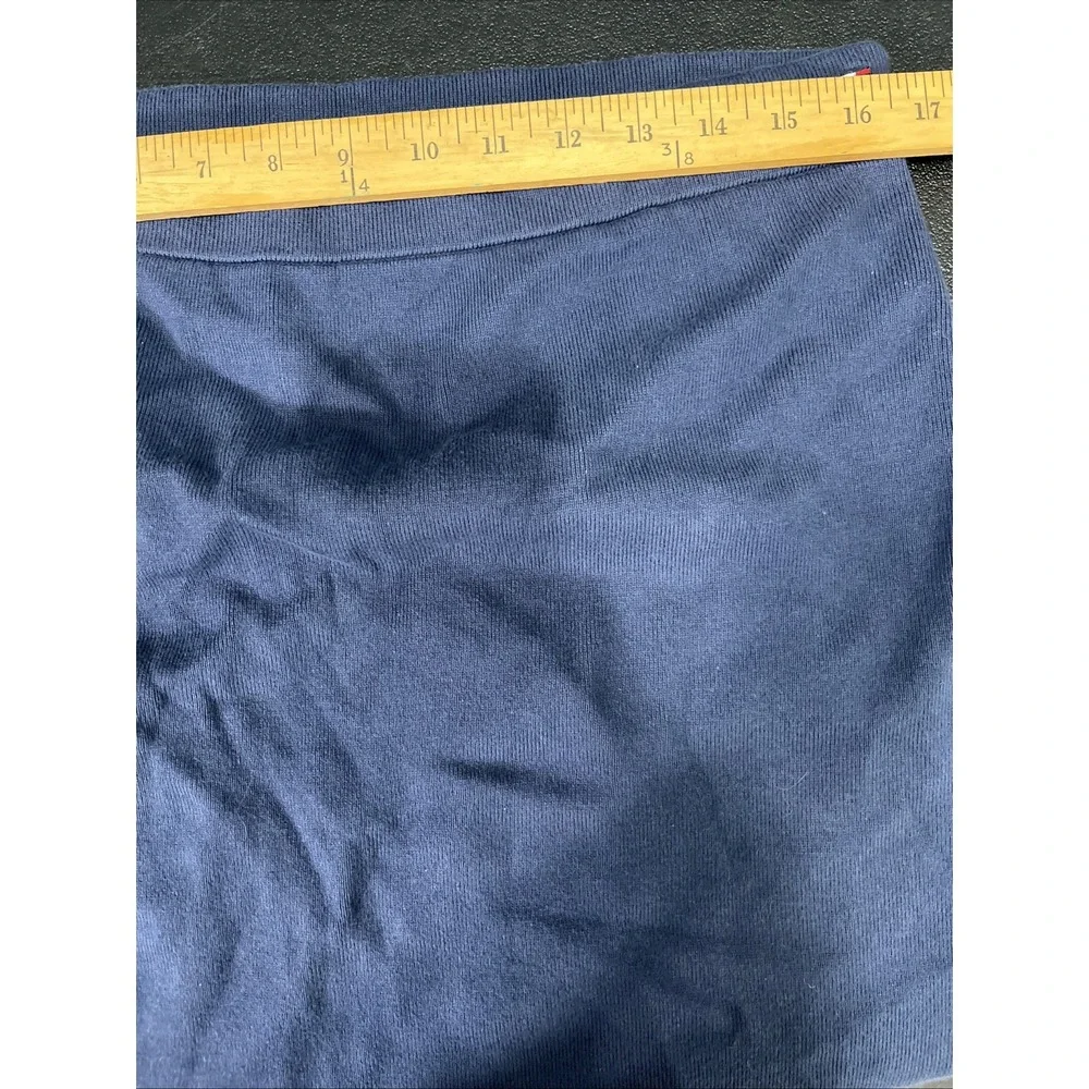 Tommy Jeans Skirt Womens XL Navy Blue Knit Pencil Midi Back Slit Cotton Heritage